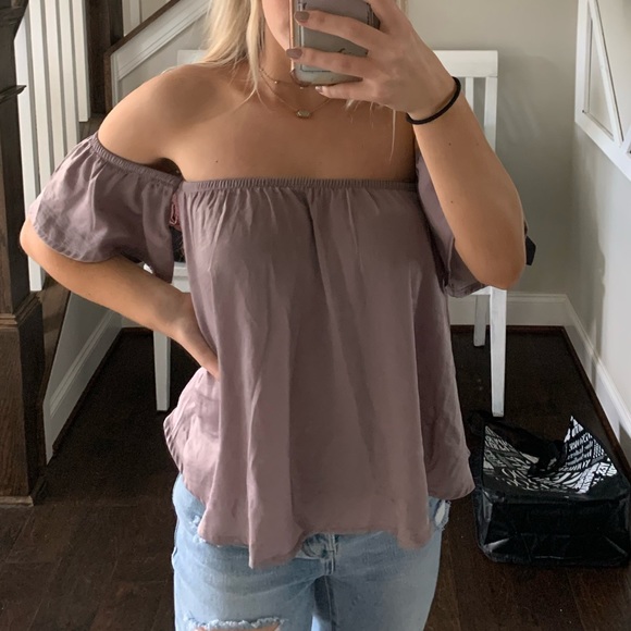 Mauve Off the Shoulder Top - Picture 1 of 3